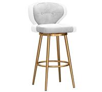 Sgabelli da Bar Girevole a 360 °, Moderni Velluto in Velluto ripieno di Battito, Sgabello Alto dell'isola da Cucina con Schiena, Gamba in Metallo e poggiapiedi (White-1Ps, 75 cm/30 Pollici)