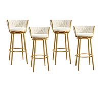Sgabelli da Bar Girevole a 360 ° Set di sedie da Bar per bancone in Velluto con Schiena Intrecciata e poggiapiedi, sgabelli da Bar in Oro di Lusso per l'isola della Cucina, caffè, Pub (65 cm)
