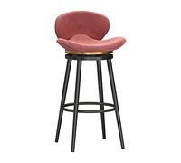 Sgabelli da Bar Girevole in Velluto 1pc con Gambe in Metallo Nero Schienale, sgabelli da Bar a metà secolo Posteriore per Il Pub per la casa dell'isola da Cucina, Nero (65 cm Rosa)