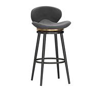 Sgabelli da Bar Girevole in Velluto 1pc con Gambe in Metallo Nero Schienale, sgabelli da Bar a metà secolo Posteriore per Il Pub da casa dell'isola da Cucina, Nero (75 cm Grigio)
