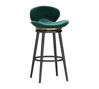 Sgabelli da Bar Girevole in Velluto 1pc con Gambe in Metallo Nero Schienale, sgabelli da Bar a metà secolo Posteriore per Il Pub da casa dell'isola da Cucina, Nero (75 cm Verdi)