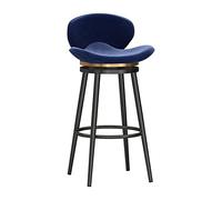 Sgabelli da Bar Girevole in Velluto 1pc con Gambe in Metallo Nero Schienale, sgabelli da Bar a metà secolo Posteriore per Il Pub da casa dell'isola da Cucina, Nero (65 cm)