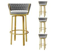 Sgabelli da Bar girevoli con Set Posteriore di 4, sgabelli da Bar con la Schiena Intrecciata, sgabelli Rotondi per bancone, sgabelli in Velluto con Gambe in Metallo Dorato per Il papo della Cucina