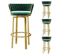 Sgabelli da Bar girevoli con Set Posteriore di 4, sgabelli da Bar con la Schiena Intrecciata, sgabelli Rotondi per bancone, sgabelli in Velluto con Gambe in Metallo Dorato per Il papo della Cucina