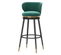 Sgabelli da bar girevoli da cucina, sedie da bar da bistrot alte fino al bancone con schienale alto, sgabello imbottito in velluto con poggiapiedi in metallo for bistrot, prato(Green 65cm,1 PCS)