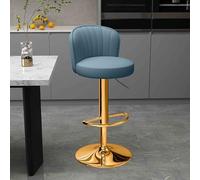 Sgabelli da bar girevoli regolabili - comode sedie imbottite senza braccioli con schienale e poggiapiedi per soggiorno e sala da pranzo eventi - design elegante oro e azzurro cielo