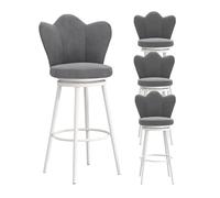 Sgabelli da Bar girevoli Set di 4, Altezza da 65 cm sgabelli da Bar, sgabelli da Bar per Isola da Cucina, Sgabello da banco di Velluto con Schiena, Gambe in Metallo, (Altezza Grigia 75 cm)