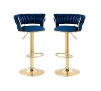 Sgabelli da Bar girevoli Set di sgabelli da banco Regolabili a 2 - Altezza sedie da Bar di casa con Bassa Schiena, Base d'oro e Rivestimento in Velluto, Sedia da Pranzo per l'isola della