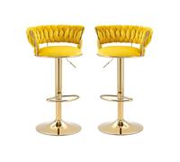 Sgabelli da Bar girevoli Set di sgabelli da bancone Regolabili a 2 - Altezza sedie da Bar di casa con Bassa Schiena, Base d'oro e Rivestimento in Velluto, Sedia da Pranzo per l'isola della