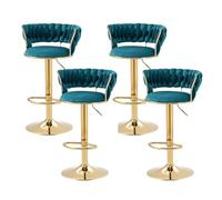 Sgabelli da Bar girevoli Set di sgabelli da bancone Regolabili a 2 - Altezza sedie da Bar di casa con Bassa Schiena, Base d'oro e Rivestimento in Velluto, Sedia da Pranzo per l'isola della