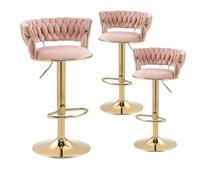 Sgabelli da Bar girevoli Set di sgabelli da bancone Regolabili a 2 - Altezza sedie da Bar per casa con Bassa Schiena, Base d'oro e Rivestimento in Velluto, Sedia da Pranzo per l'isola della