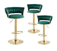 Sgabelli da Bar girevoli Set di sgabelli da bancone Regolabili a 2 - Altezza sedie da Bar per casa con Bassa Schiena, Base d'oro e Rivestimento in Velluto, Sedia da Pranzo per l'isola della