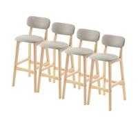 Sgabelli da bar imbottiti con schienale, set di 1/2/3/4, sgabelli da bar moderni ad altezza bancone for isola cucina, gambe in legno con poggiapiedi, sedile in pelle PU(Light gray-4PCS,Height 63cm)