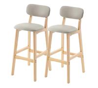 Sgabelli da bar imbottiti con schienale, set di 1/2/3/4, sgabelli da bar moderni ad altezza bancone for isola cucina, gambe in legno con poggiapiedi, sedile in pelle PU(Light gray-2PCS,Height 73cm)