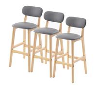 Sgabelli da bar imbottiti con schienale, set di 1/2/3/4, sgabelli da bar moderni ad altezza bancone for isola cucina, gambe in legno con poggiapiedi, sedile in pelle PU(Dark gray-3PCS,Height 63cm)