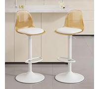 Sgabelli da bar in acrilico con schienale medio, set di 2, sgabelli da bar girevoli trasparenti regolabili con ponte aereo, sedie da bar ad altezza bancone for cucina, sala da pranzo, pub, bar