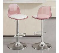 Sgabelli da bar in acrilico con schienale medio, set di 2, sgabelli da bar girevoli trasparenti regolabili con ponte aereo, sedie da bar ad altezza bancone for cucina, sala da pranzo, pub, bar