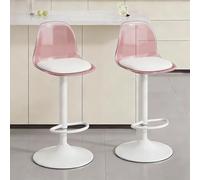 Sgabelli da bar in acrilico con schienale medio, set di 2, sgabelli da bar girevoli trasparenti regolabili con ponte aereo, sedie da bar ad altezza bancone for cucina, sala da pranzo, pub, bar