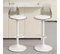 Sgabelli da bar in acrilico con schienale medio, set di 2, sgabelli da bar girevoli trasparenti regolabili con ponte aereo, sedie da bar ad altezza bancone for cucina, sala da pranzo, pub, bar