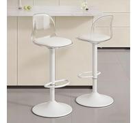 Sgabelli da bar in acrilico con schienale medio, set di 2, sgabelli da bar girevoli trasparenti regolabili con ponte aereo, sedie da bar ad altezza bancone for cucina, sala da pranzo, pub, bar
