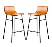 Sgabelli da Bar in Pelle PU, sedie da Bar Imbottite per Isole Moderne con Schienale Basso e Gambe in Metallo, Perfetti per posti a Sedere in Altezza da Barra (arancione-2ps, 75 cm)