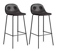 Sgabelli da bar in pelle PU, sedie da pranzo moderne con schienale basso, gambe in metallo, supporta 150 kg, set di 2, 65 cm, nero, ideale per cucina e bar