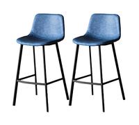 Sgabelli da bar in pelle sintetica, altezza 75 cm, sedie da cucina con cuscini blu, eleganti sedie a isola per arredamento moderno
