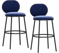 Sgabelli da Bar in Velluto sedie da Bar per bancone per la Colazione con Schiena e Gamba in Metallo, capacità di 330 libbre, sgabelli Alti per l'isola della Cucina, Pub (blu-2ps, 65 cm)