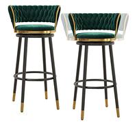 Sgabelli da Bar in Velluto Set di 2, sgabelli da Bar con sgabelli da Barra e poggiapiedi per Le sedie per Il bancone della Cucina per Cafe, Sedile Girevole (Verde, 75 cm)