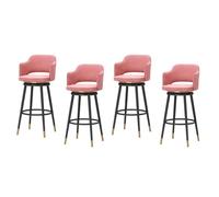 Sgabelli da bar in velluto, set di 4 sgabelli da bar girevoli a 360° per la colazione con gambe in metallo e poggiapiedi, sedie da pranzo moderne alte fino al bancone, per cucina, isola, sala da