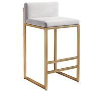 Sgabelli da Bar in Velluto sgabelli Imbottiti con Schiena Bassa, Gambe Metalliche e sgabelli da Bar Alti 26/30 Pollici per bancone da Cucina in Sala da Pranzo, 300 libbre (White-1ps, 75 cm/29.6in)