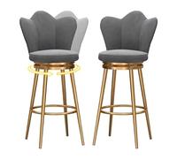 Sgabelli da bar moderni con schienale, set da 1/2/3/4, sgabelli da bar imbottiti girevoli a 360°, sedie da pranzo con gambe in metallo for isola cucina, bar, pub, bistrot, grigio, 3 pezzi da 65 cm, ga
