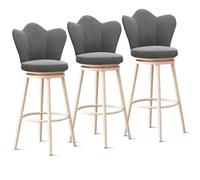 Sgabelli da bar moderni con schienale, set da 1/2/3/4, sgabelli da bar imbottiti girevoli a 360°, sedie da pranzo con gambe in metallo for isola cucina, bar, pub, bistrot, grigio, 3 pezzi da 65 cm, ga