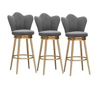 Sgabelli da bar moderni con schienale, set da 1/2/3/4, sgabelli da bar imbottiti girevoli a 360°, sedie da pranzo con gambe in metallo for isola cucina, bar, pub, bistrot, grigio, 3 pezzi da 65 cm, ga