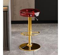 Sgabelli da bar moderni in acrilico con altezza regolabile e girevole, ideali per la cucina (rosso, asta di sollevamento dorata