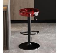 Sgabelli da bar moderni in acrilico con altezza regolabile e girevole, ideali per la cucina (rosso, asta di sollevamento nera