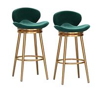 Sgabelli da bar moderni in velluto verde con schienale, confezione da 2 sedie rotanti, 65 cm, in metallo, per sala da pranzo, design elegante imbottito
