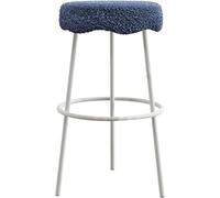 Sgabelli da Bar per Altezza da banco, bartool Imbottiti Lambsca, 26/30 U201C Cucina Alta Sgabello con Gamba in Metallo e poggiapiedi, cucine Counter Island Breakfast (Blue-1ps, 75 cm)