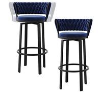 Sgabelli da Bar per Altezza da banco Girevole, Moderni Velluto Moderni con Schiena, 26/30 u201c cucine Alti sgabelli con Gamba in Metallo e poggiapiedi, capacità di 330 libbre (blu-2ps, 65 cm/26in)