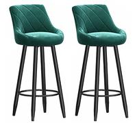 Sgabelli da Bar per banconi Set di 2 bartool Imbottiti in Velluto, Sgabello da banco da Cucina con Gamba in Metallo e poggiapiedi, sedie da Bar per cucine Counter Island Breakfast (Verde, 65 cm)