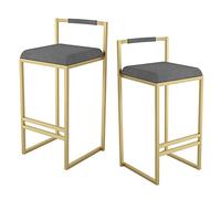 Sgabelli da Bar per banconi Set di 2 per la Cucina contropiede sgabelli da Bar di Velluto con Gambe in Metallo Dorato, Supporto 200 kg, Altezza del Sedile 75 cm (Grigio 65 cm)