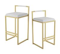 Sgabelli da Bar per banconi Set di 2 per la Cucina contropiede sgabelli da Bar in Velluto con Gambe in Metallo Dorato, Supporto 200 kg, Altezza del Sedile 75 cm (75 cm)