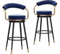 Sgabelli da Bar per banconi Set di sgabelli girevoli a 2 Velluto con sgabelli Imbottiti di Gambe Posteriori e Metallo per Il Ristorante per la casa/Isola da Cucina (Blu, 65 cm)