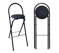 Sgabelli da bar pieghevoli con schienale, altezza regolabile 60/65/70/75 cm, carico massimo 125 kg, perfetti per cucina e bancone, colore nero, set da 6