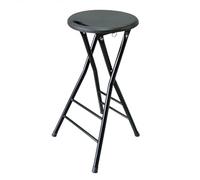 Sgabelli da bar pieghevoli portatili alti 70 cm, per cucina e colazione, senza schienale, con maniglia e poggiapiedi, design compatto, per adulti, colore nero