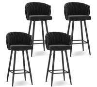 Sgabelli da bar, sedie da bar for bancone colazione, sgabello alto con seduta imbottita in velluto, sgabello da cucina girevole a 360° con poggiapiedi for bancone dell'isola, pub, bistrot, verde(Black