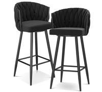 Sgabelli da bar, sedie da bar for bancone colazione, sgabello alto con seduta imbottita in velluto, sgabello da cucina girevole a 360° con poggiapiedi for bancone dell'isola, pub, bistrot, verde(Black