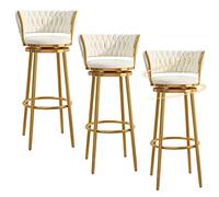 Sgabelli da Bar Set da 3 sedie da Bar a 360 Gradi Velluto Girevole contropiede Moderne con sgabelli da Bar Alti Schiena per Pub da Pranzo per la casa, 26/30 (, 29,6 pollici/75 cm)