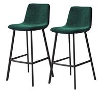 Sgabelli da Bar Set di 2 Bar in Velluto Imbottiti, sgabelli da banco da Cucina con Gamba in Metallo e poggiapiedi, sedie da Bar per cucine Counter Island Breakfast (Verde, 65 cm/25.6 Pollici)