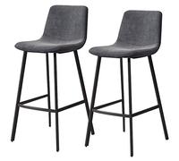 Sgabelli da Bar Set di 2 Bar in Velluto Imbottiti, sgabelli da banco da Cucina con Gamba in Metallo e poggiapiedi, sedie da Bar per cucine Counter Island Breakfast (Grigio, 75 cm/29,6 Pollici)